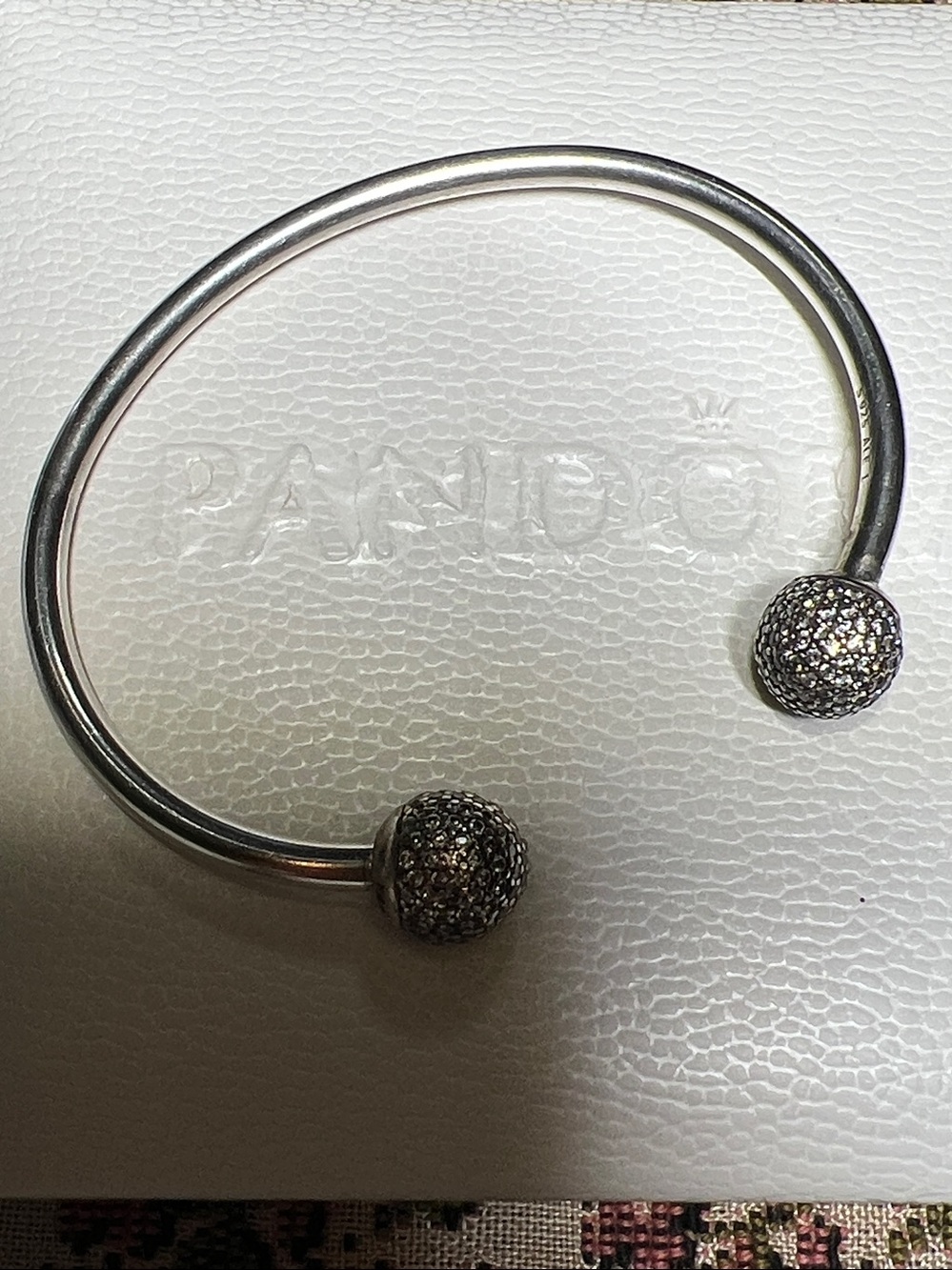 Pandora Bangle Charm Bracelet w Clear Zirconia size 1 small